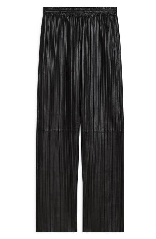 Helmut Lang Pull-on Pleated Leather Car Trousers In Black