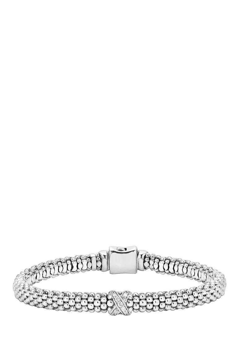Signature Caviar Diamond Rope Bracelet, Main, color, STERLING SILVER