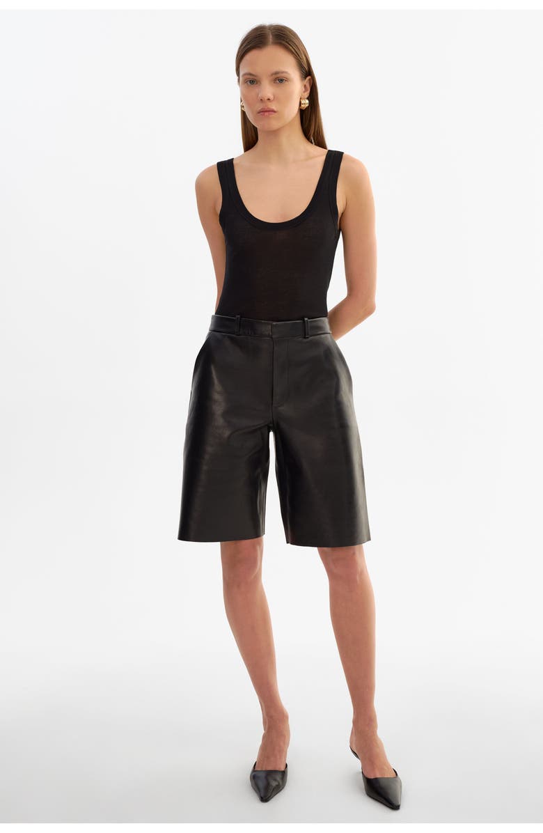 LAMARQUE Lotta | Leather Bermuda Shorts, Main, color, Black