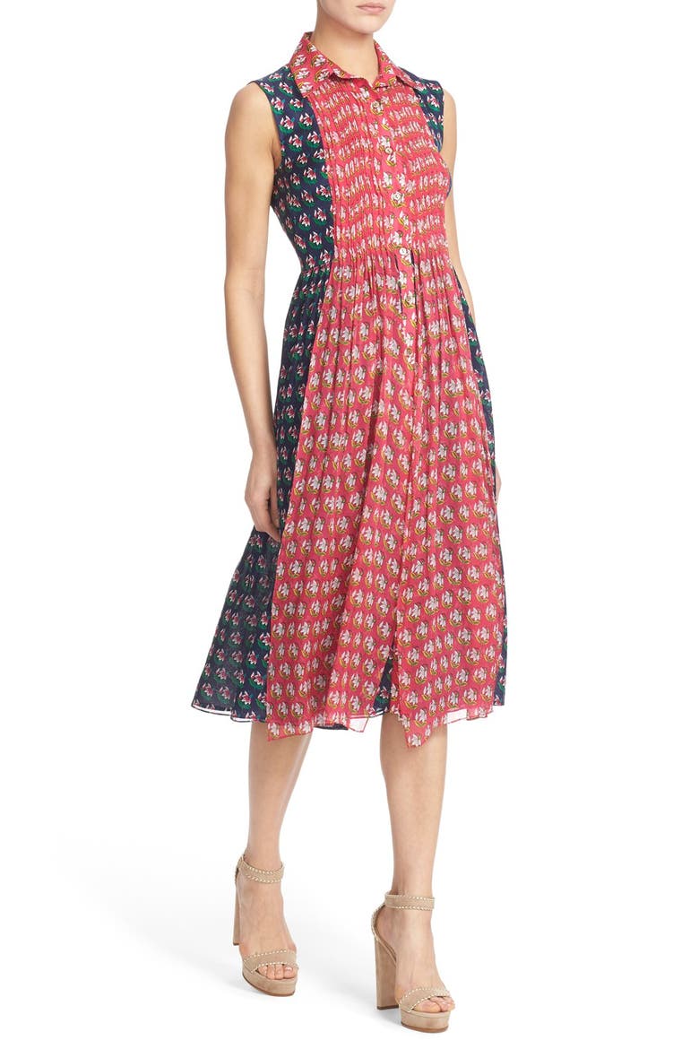 'Nieves' Floral Print Silk Shirtdress, Alternate, color, ZEN FLORAL MIDNIGHT/ PINK