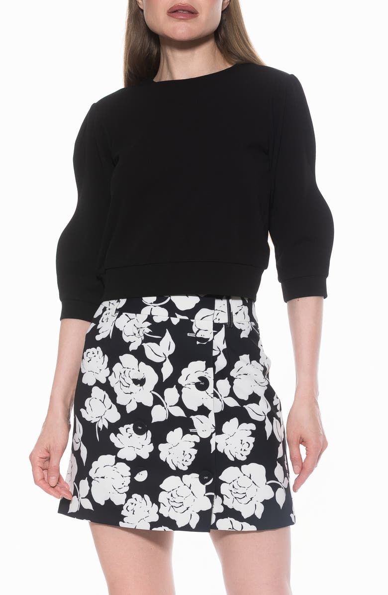 Alexia Admor Bebe Three-Quarter Sleeve Sweatshirt, Main, color, Black