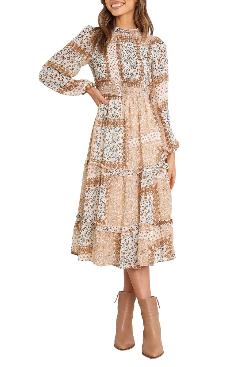 Petal & Pup Nassia Floral Long Sleeve Midi Dress, Main, color,