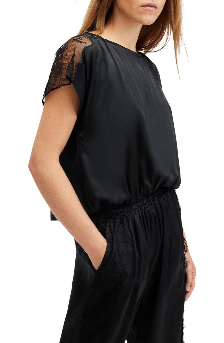 AllSaints Mari Short Sleeve Jumpsuit, Alternate, color, Black