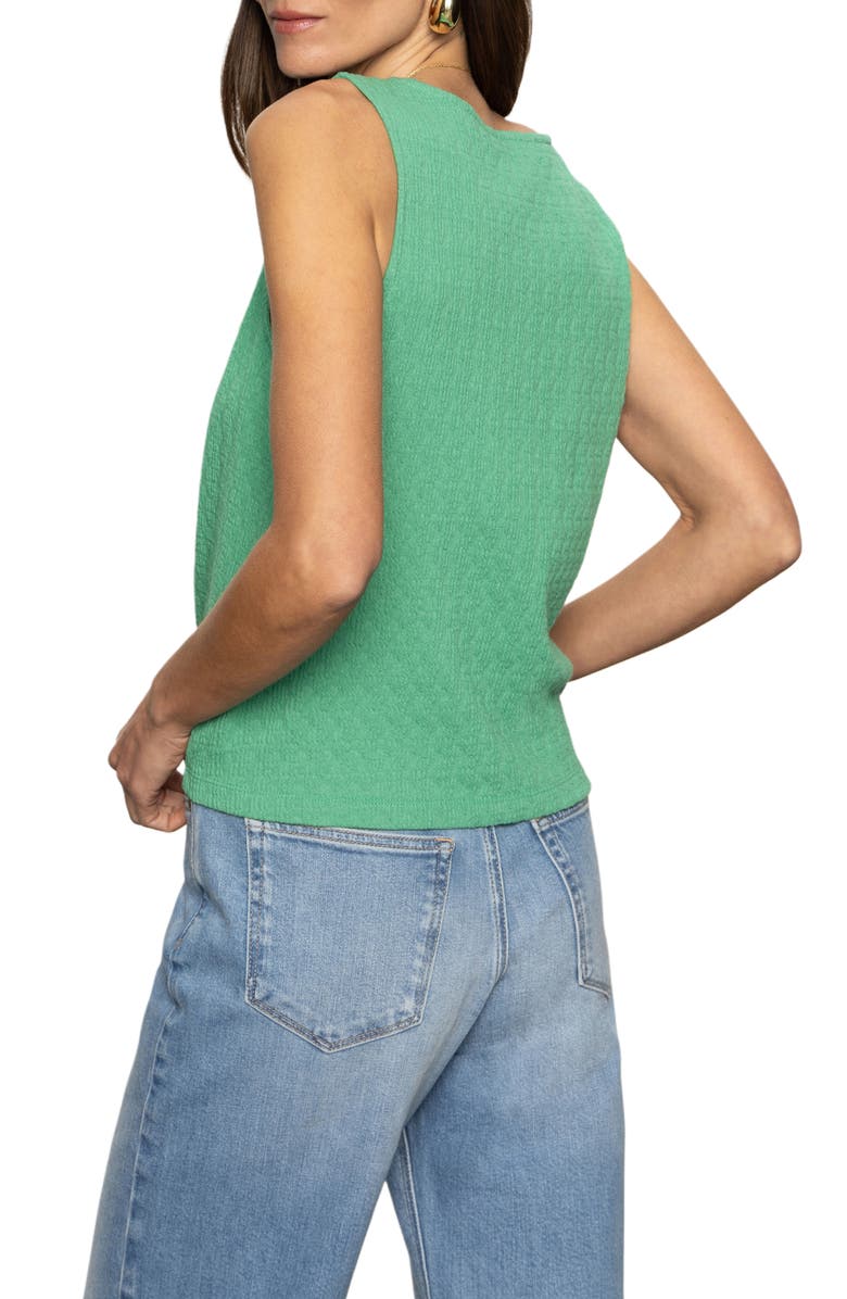 Sanctuary Vacation Textured Tie Front Button-Up Tank, Alternate, color, Palm