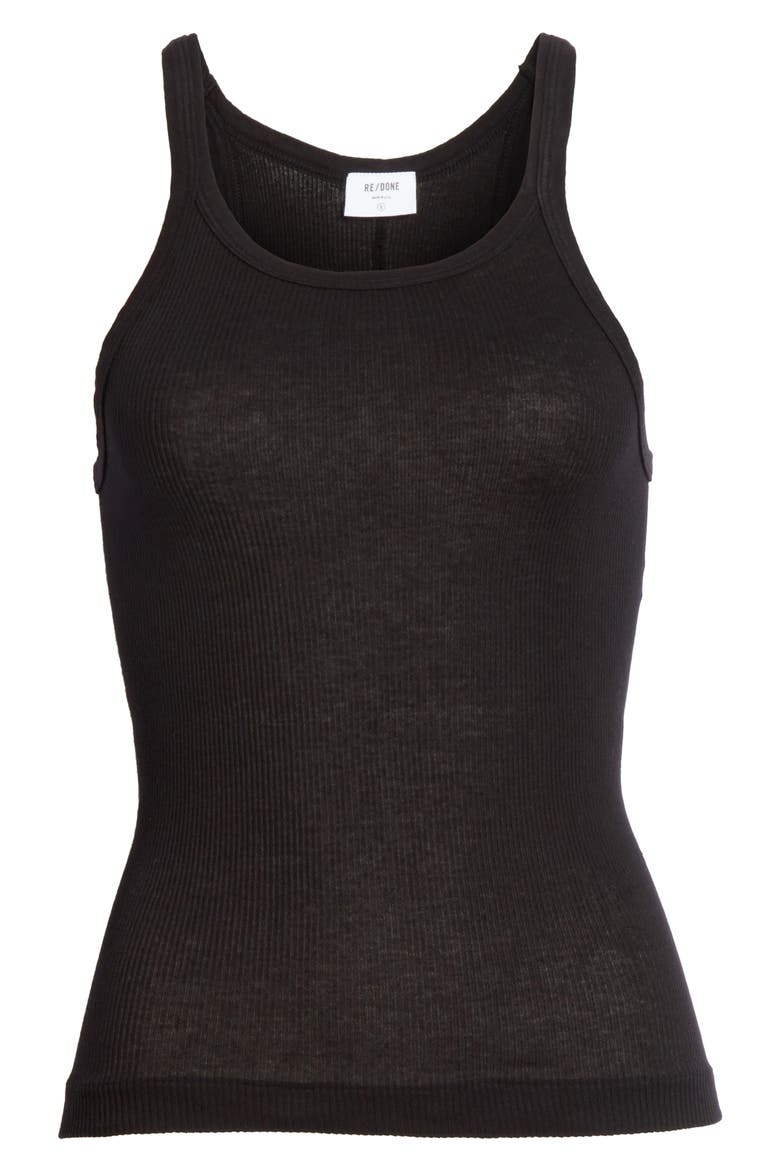 Ribbed Tank Top, Alternate, color, BLACK