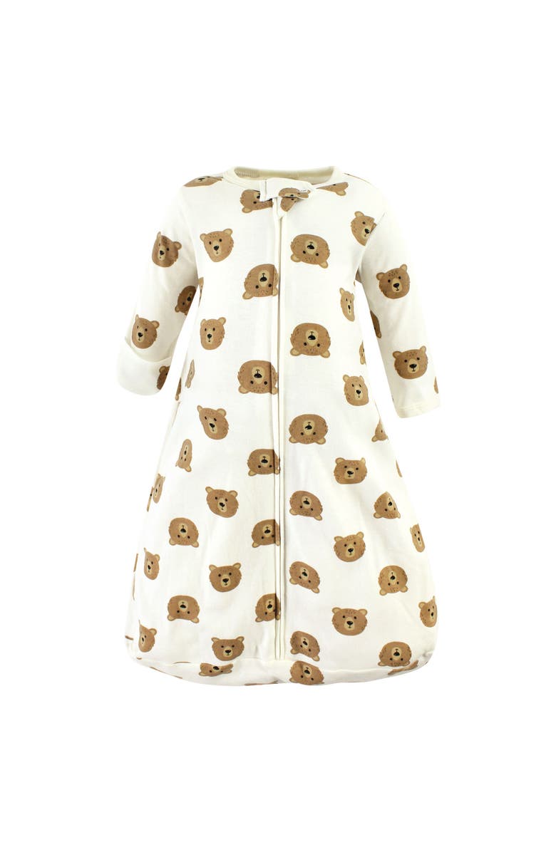 Hudson Baby Cotton Long-Sleeve Wearable Sleeping Bag, Alternate, color, Brown Bear Long Sleeve