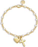 Emma Rae Cross and Heart Charm Rosary Bracelet
