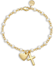 Emma Rae Cross and Heart Charm Rosary Bracelet