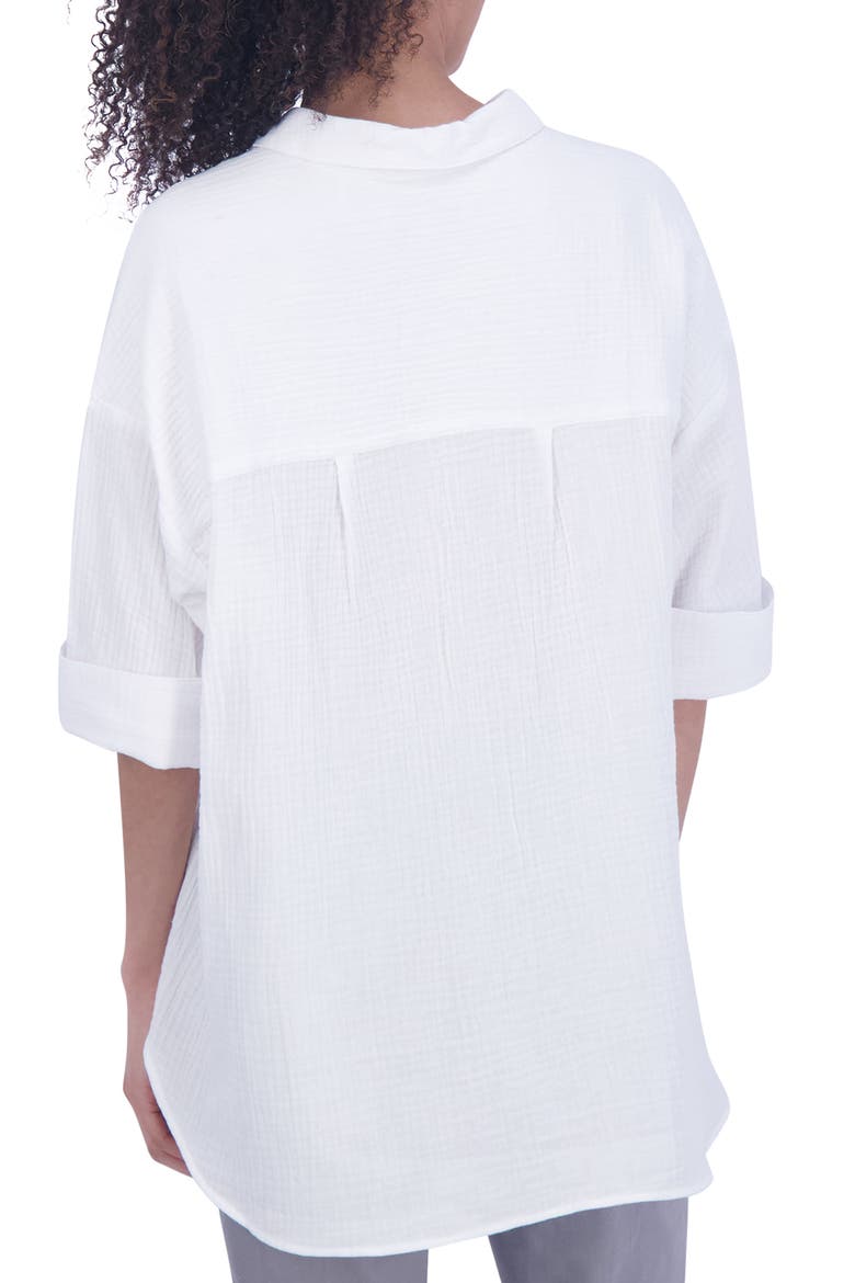 Joanna Cotton Gauze Button-Up Shirt, Alternate, color, WHITE