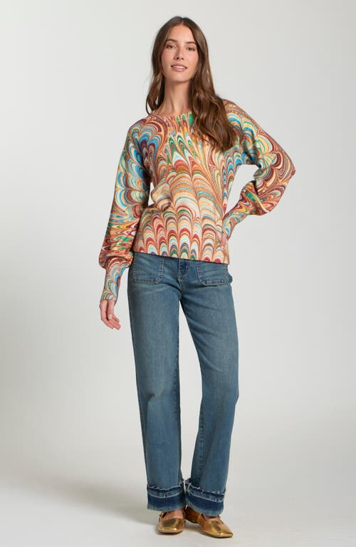 Apny Abstract Marble Pattern Crewneck Sweater In Multi