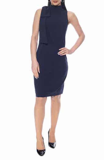 Marina Bow Sleeveless Crepe Sheath Dress