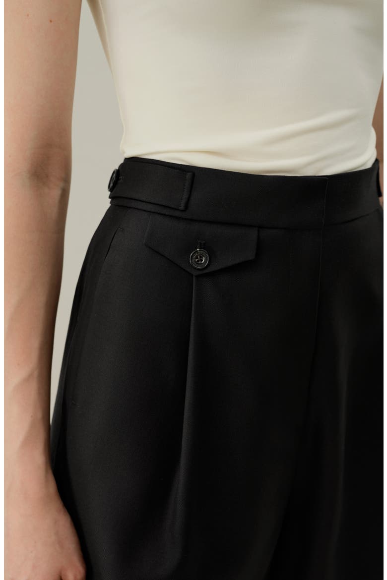 Women's Wool-Silk Bermuda Shorts, Alternate, color, Black