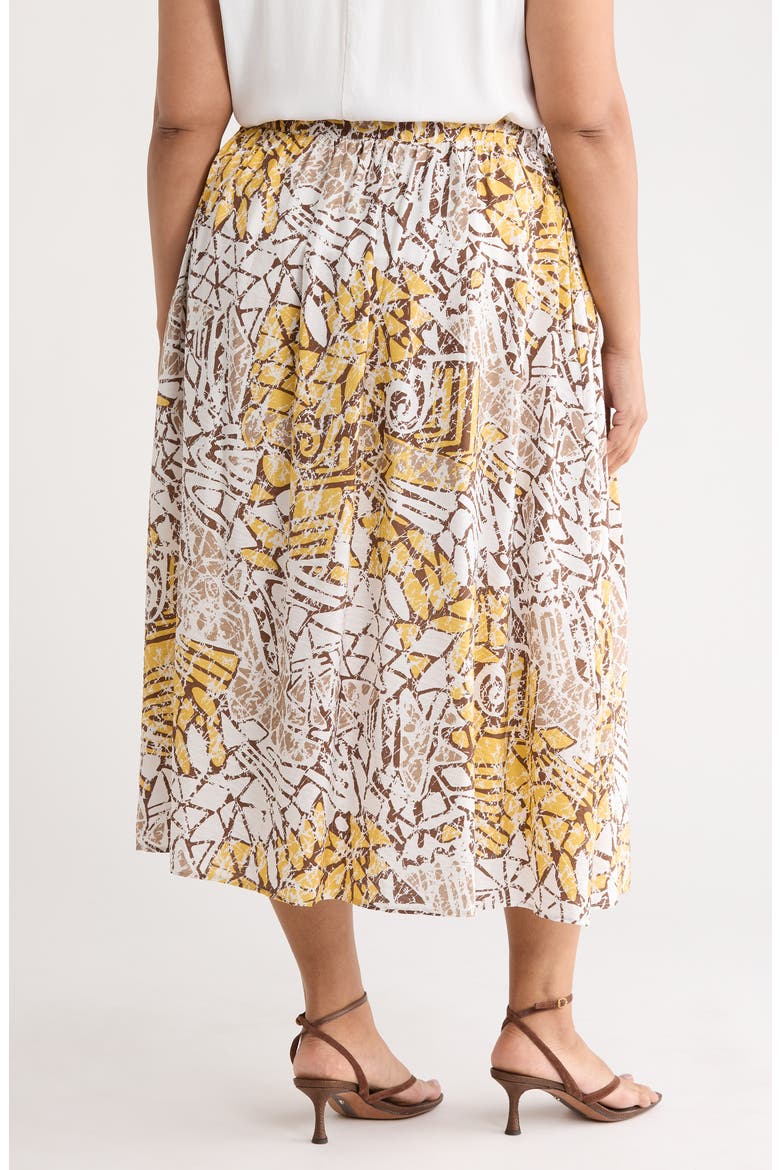 Pull-On A-Line Midi Skirt, Alternate, color, IVORY/ YELLOW