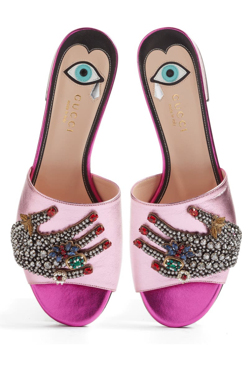 Gucci Wangy Embellished Slide Sandal, Alternate, color,