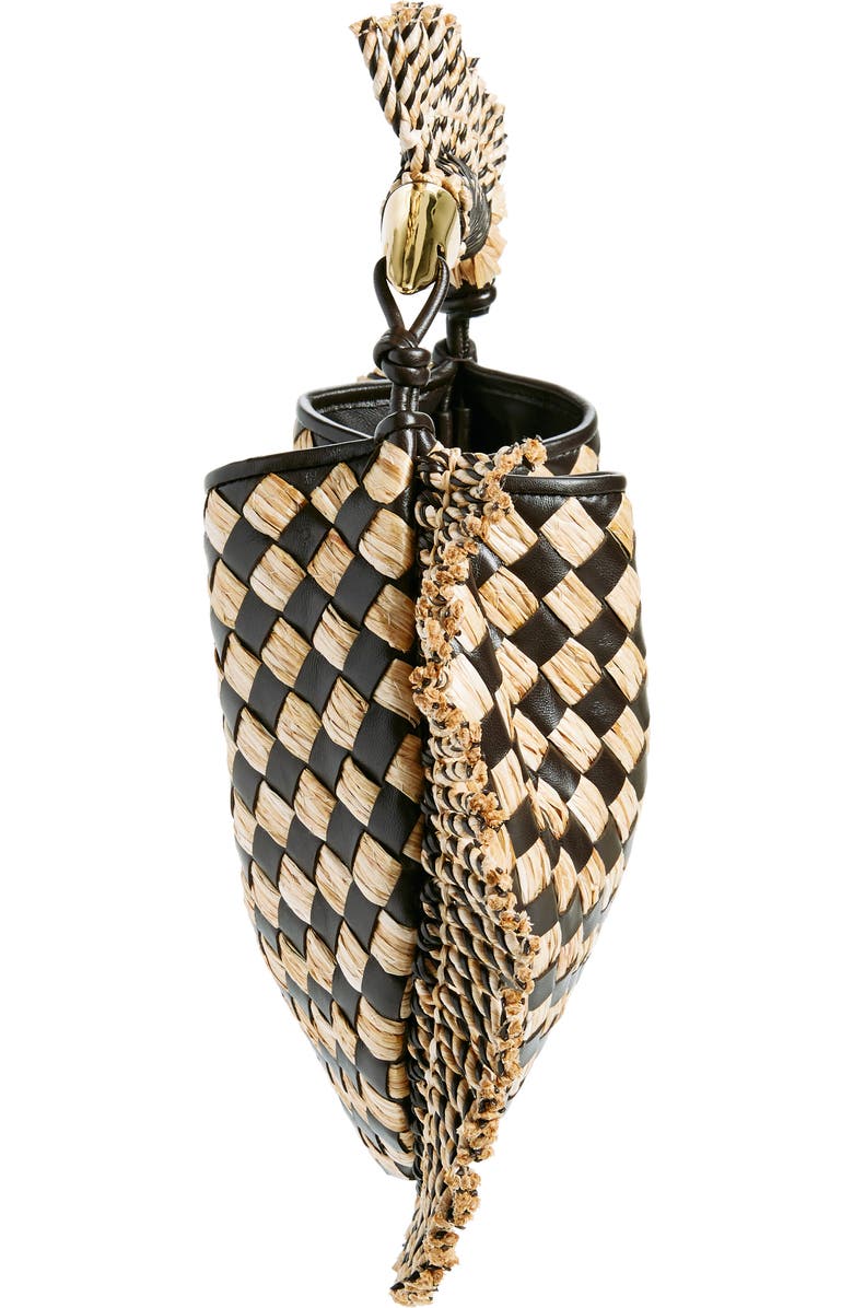 Bottega Veneta Small Sardine Intrecciato Fringe Leather & Raffia Top Handle Bag, Alternate, color,