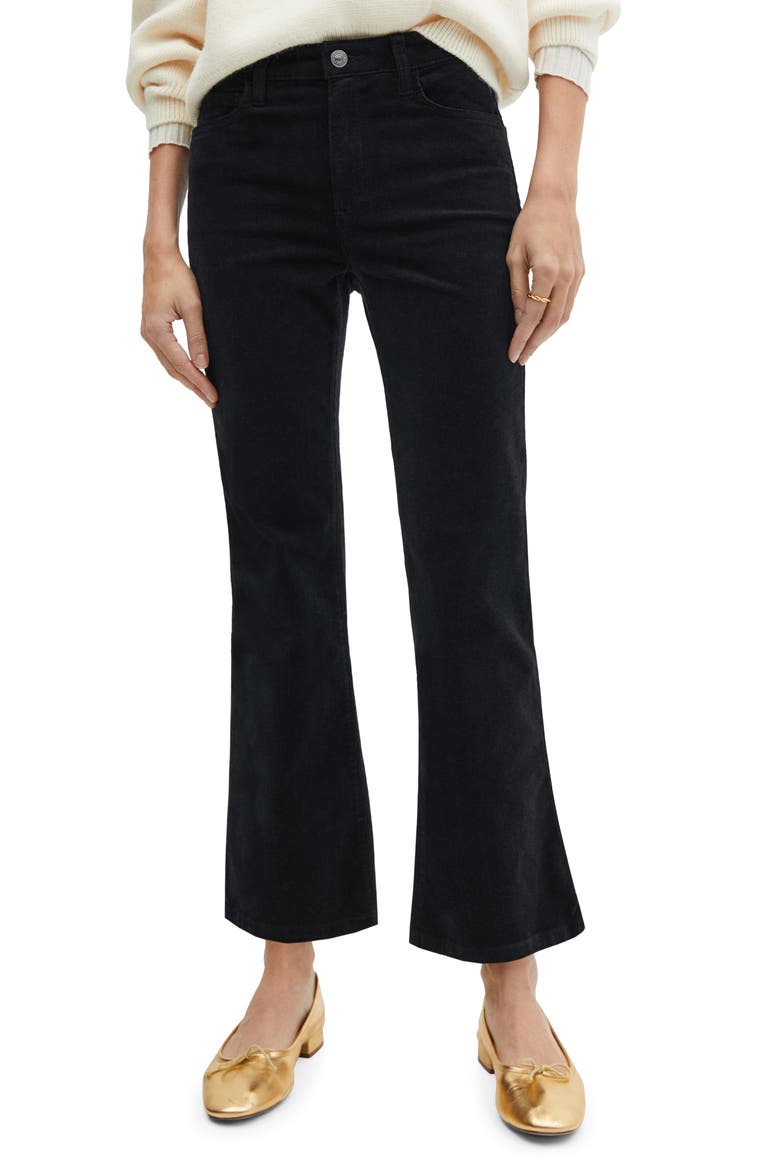 Crop Flare Corduroy Jeans, Main, color, BLACK