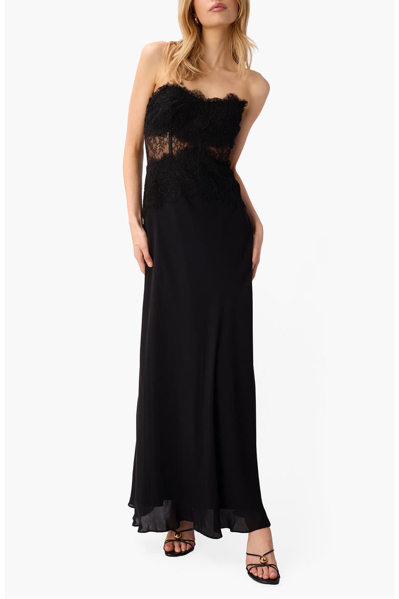 Lucienne Strapless Gown, Main, color, BLACK
