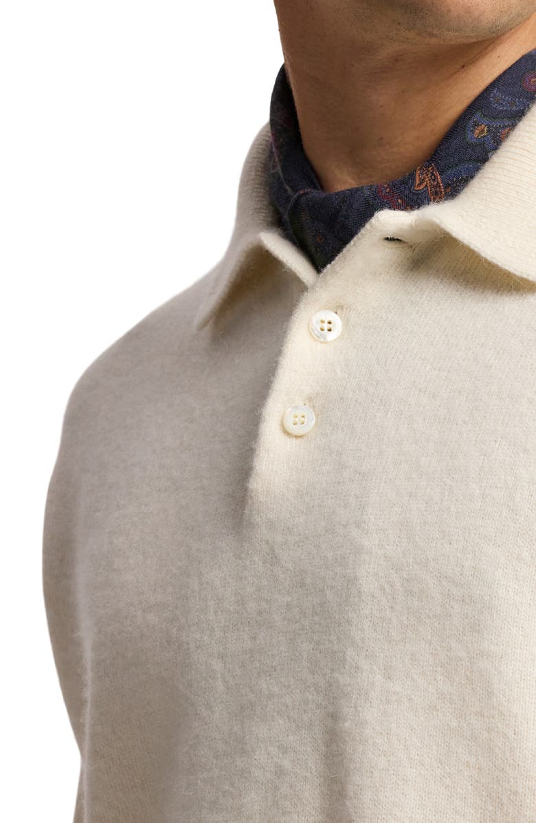 Ralph Lauren Purple Label Long Sleeve Cashmere & Alpaca Rugby Polo Sweater, Alternate, color, Classic Cream