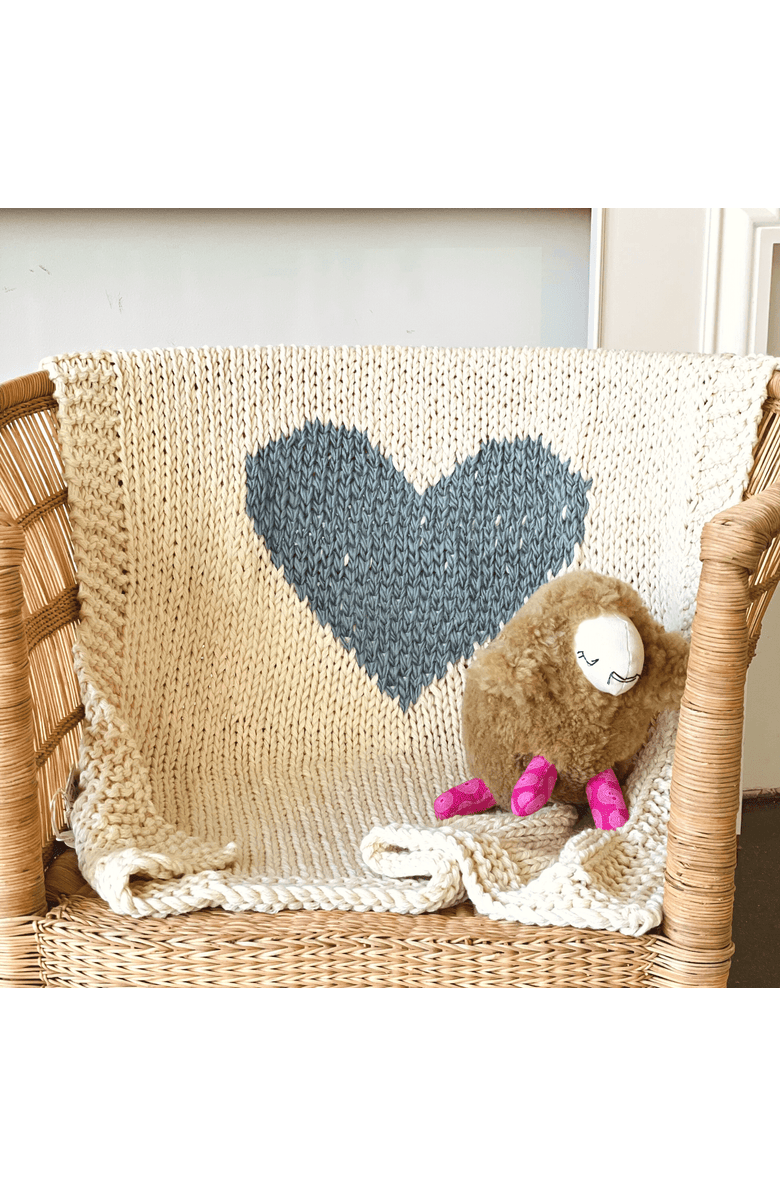 kanju Interiors Mini Heart Blanket - Anvil, Main, color, Anvil