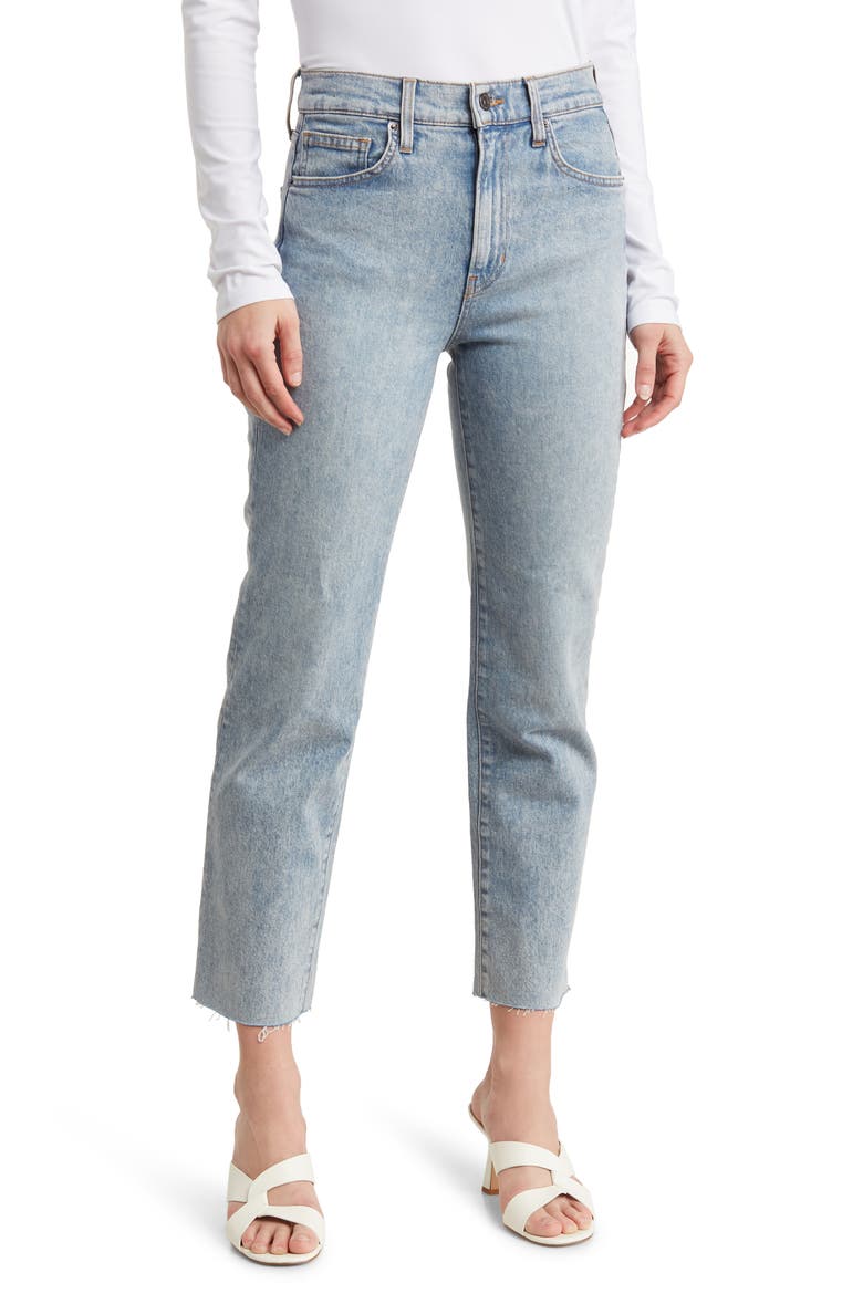 Joey High Waist Raw Hem Ankle Straight Leg Jeans, Main, color, SILVERWOOD