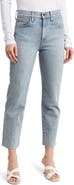 Veronica Beard Joey High Waist Raw Hem Ankle Straight Leg Jeans