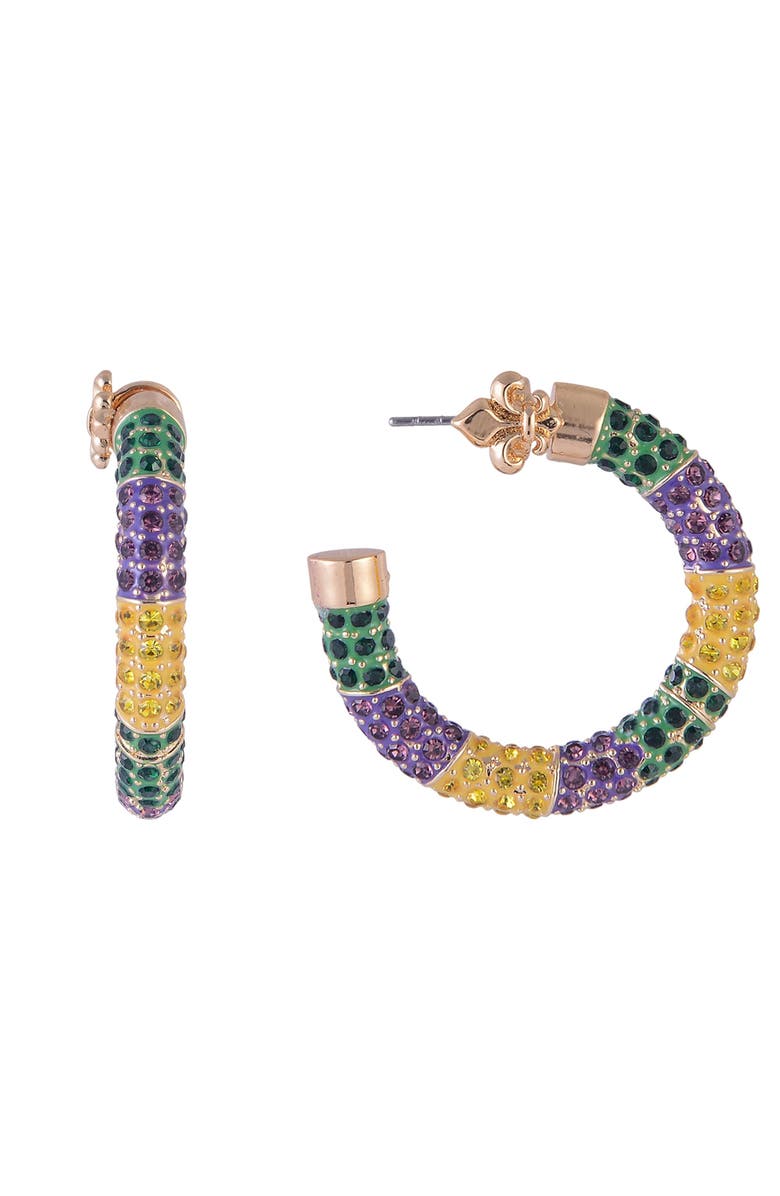 Hallmark Mardi Gras Stone Hoop Earrings, Alternate, color, Purple