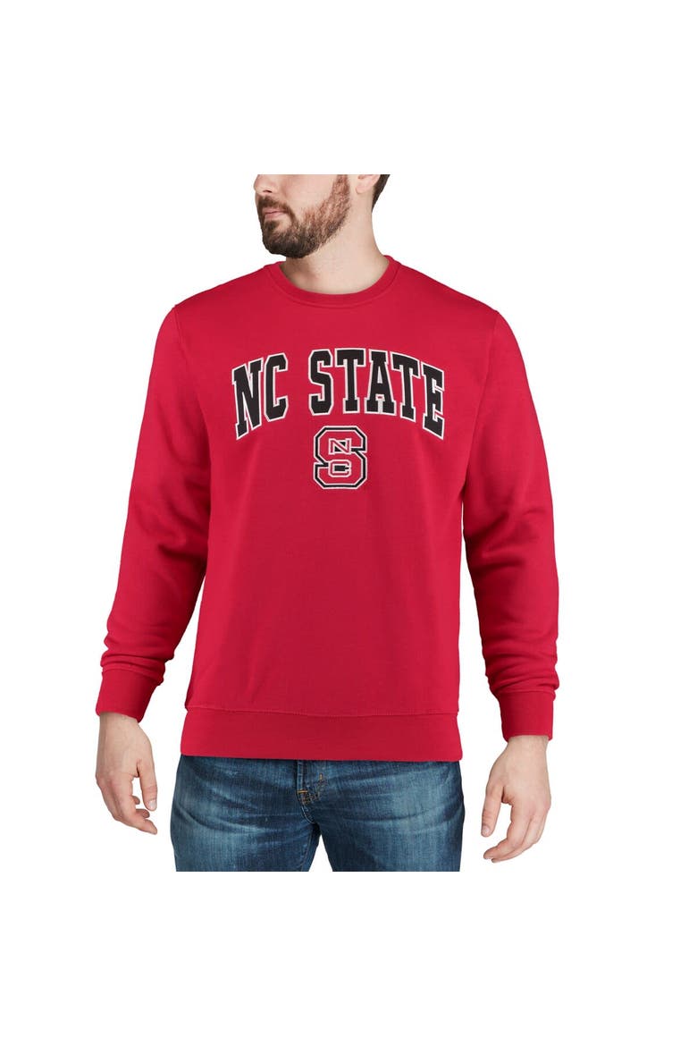 Men's Colosseum Red NC State Wolfpack Arch & Logo Crew Neck Sweatshirt, Alternate, color, Red