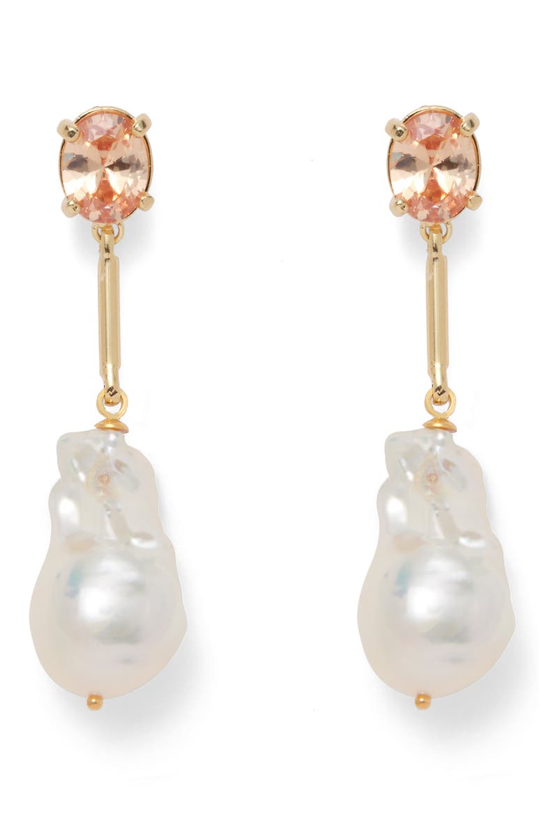 Baroque Pearl Drop Earrings, Main, color, GOLD/ PEACH/ PEARL