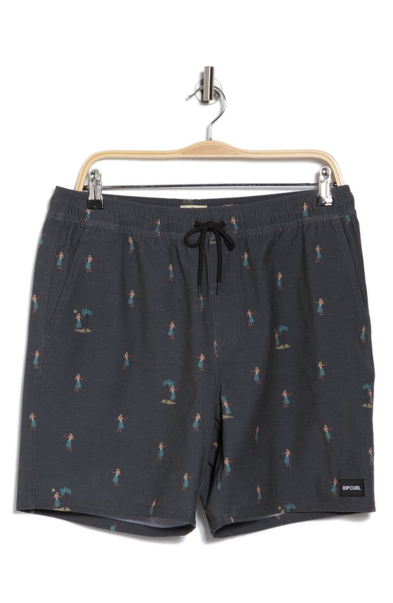 Rip Curl Volley Luau Swim Shorts, Alternate, color, Black