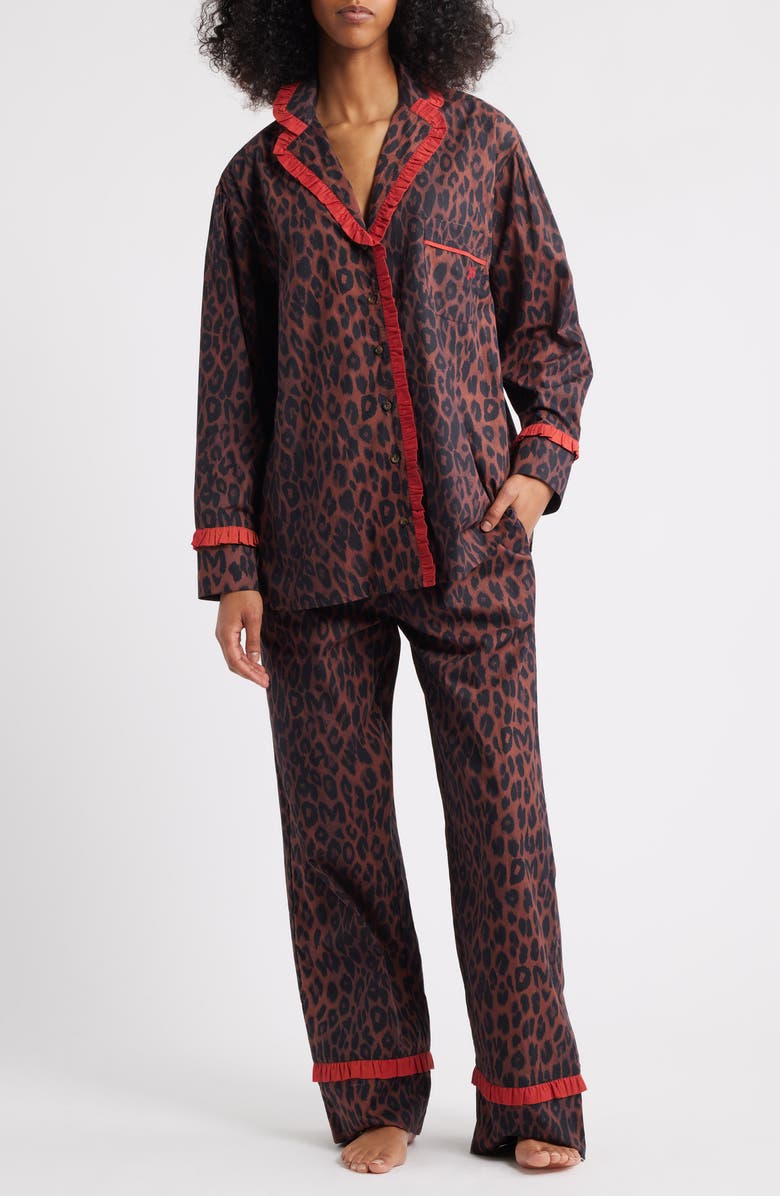 Damson Madder Antonia Leopard Print Pajamas, Main, color, Leopard