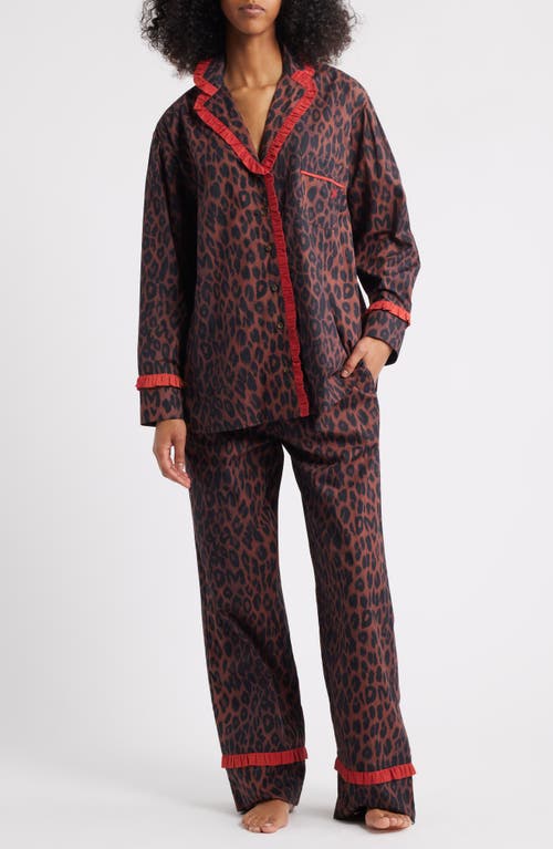 Damson Madder Antonia Leopard Print Pajamas In Multi