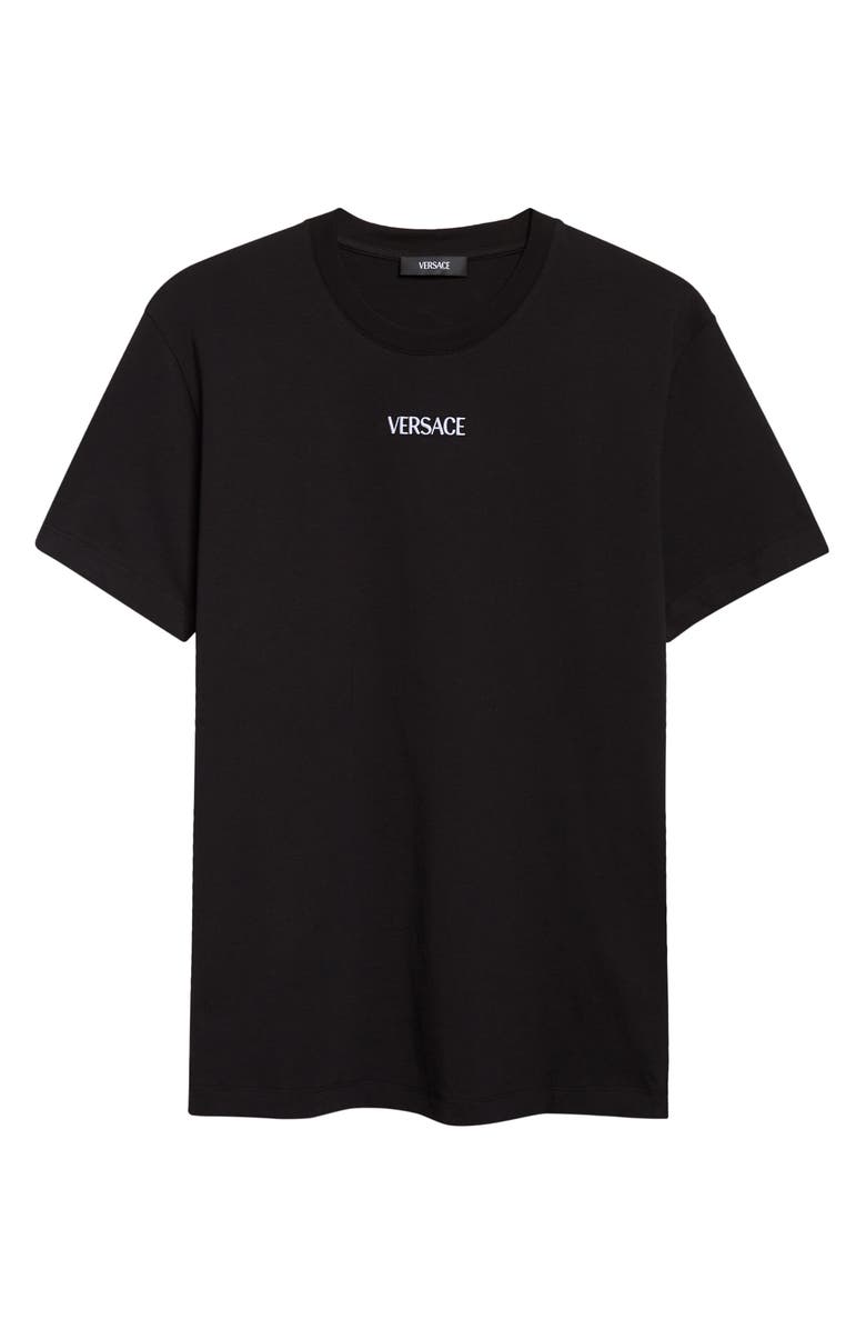 Versace Logo Cotton Jersey T-Shirt, Main, color, Black