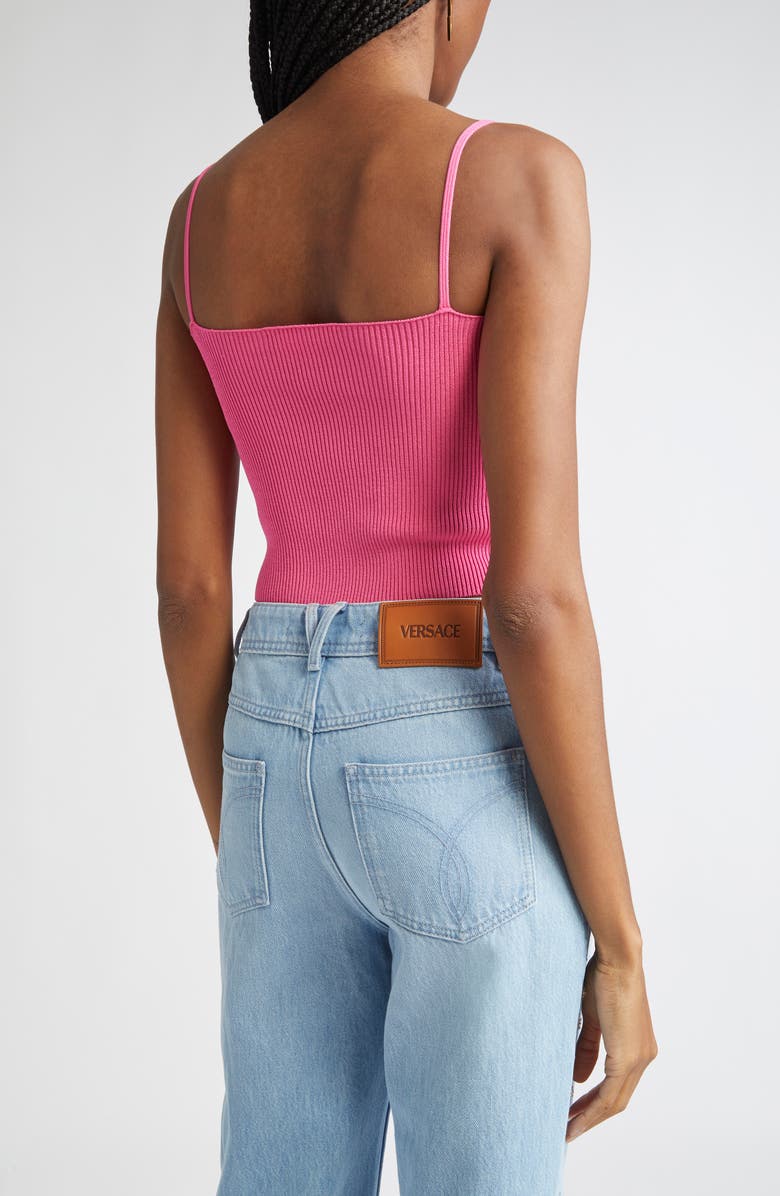 Versace Safety Pin Rib Crop Top, Alternate, color, Dragon Fruit