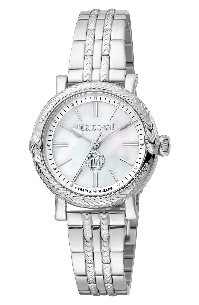 Roberto Cavalli by Franck Muller Swiss Quartz Mother-of-Pearl Bracelet Watch, 30mm, Main, color,
