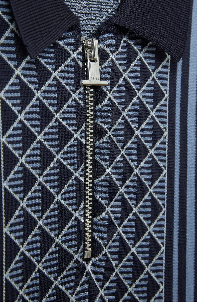 Reiss Kids' Sanderson Jacquard Quarter Zip Polo Sweater, Alternate, color, 