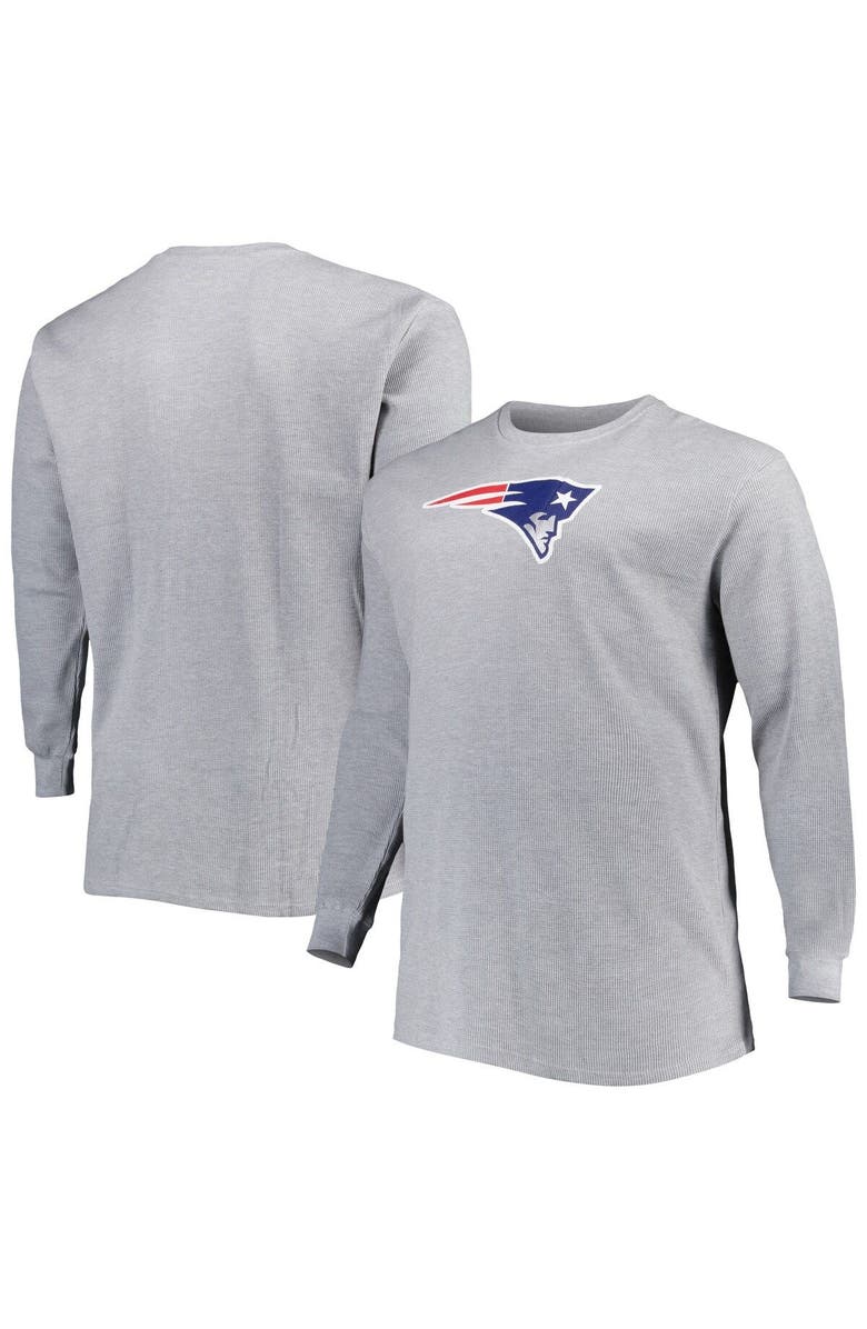 PROFILE Men's Heather Gray New England Patriots Big & Tall Waffle-Knit Thermal Long Sleeve T-Shirt, Main, color, 
