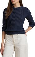 Lauren Ralph Lauren Pointelle & Cable Detail Cotton Sweater