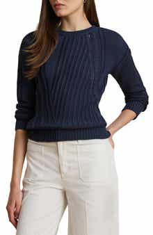 Lauren Ralph Lauren Pointelle & Cable Detail Cotton Sweater