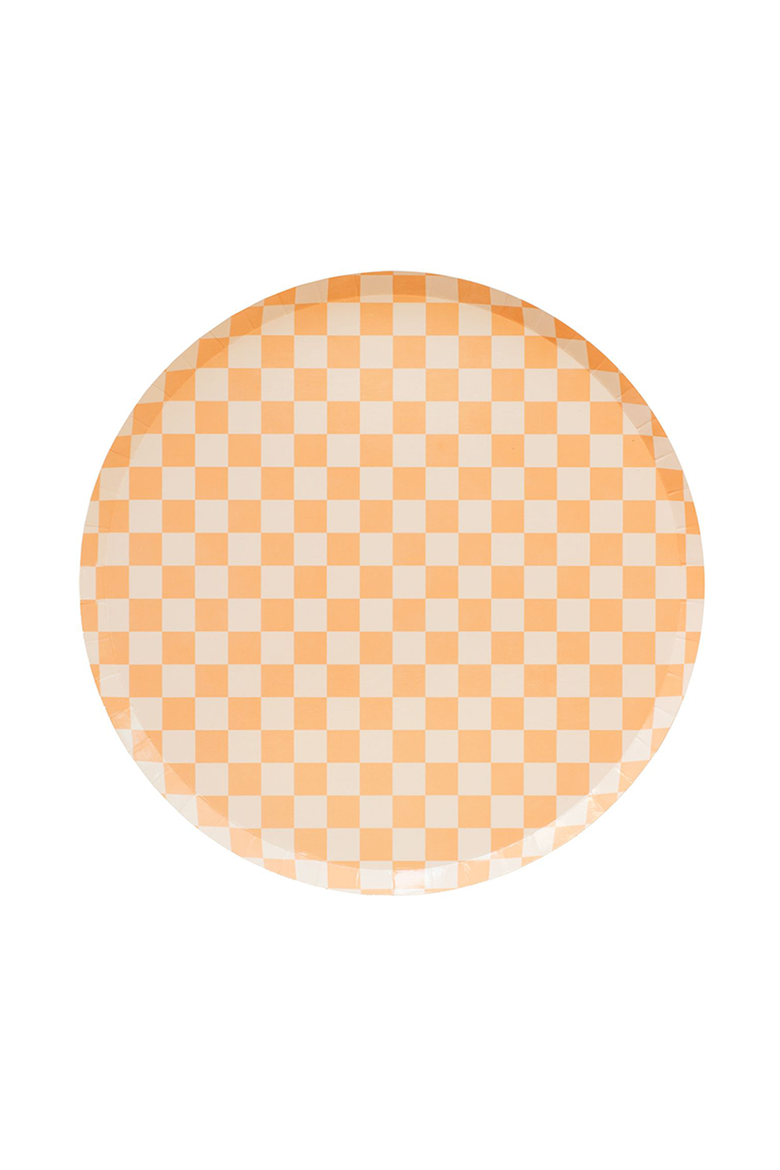 Checkered Dinner Plates, Main, color, Peaches N' Cream