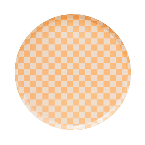 Jollity & Co Checkered Dinner Plates In Orange