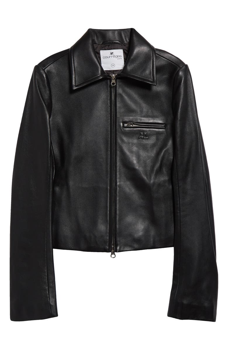 Courrèges AC Logo Leather Jacket, Alternate, color,