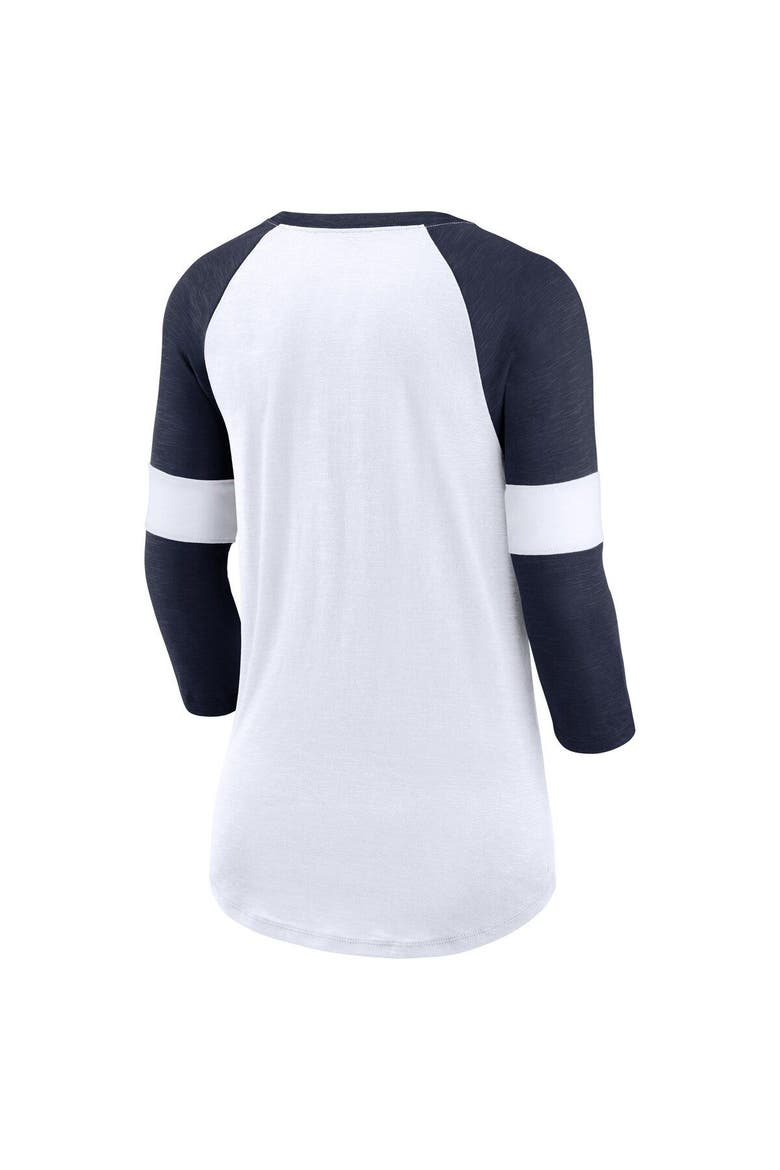 Women's Nike Seattle Seahawks White/Heather College Navy Football Pride Raglan 3/4-Sleeve T-Shirt, Alternate, color, White