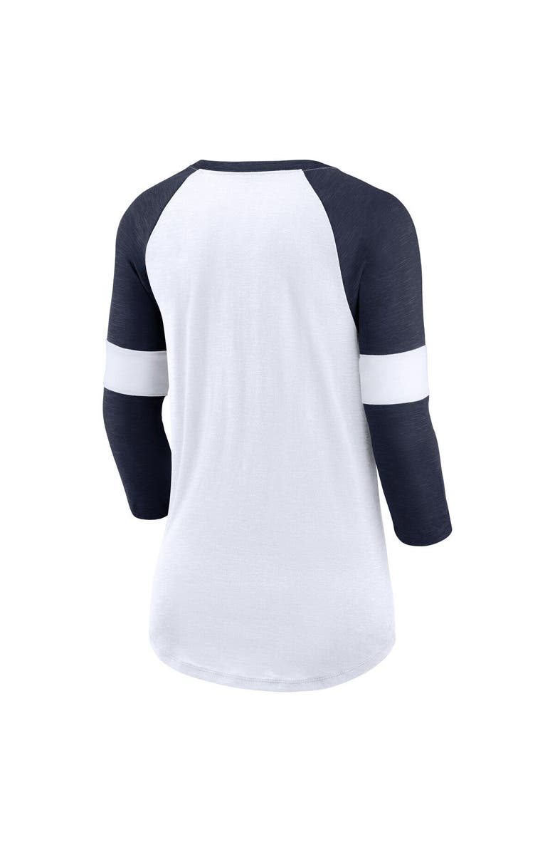 Nike Women's Nike Seattle Seahawks White/Heather College Navy Football Pride Raglan 3/4-Sleeve T-Shirt, Alternate, color, White