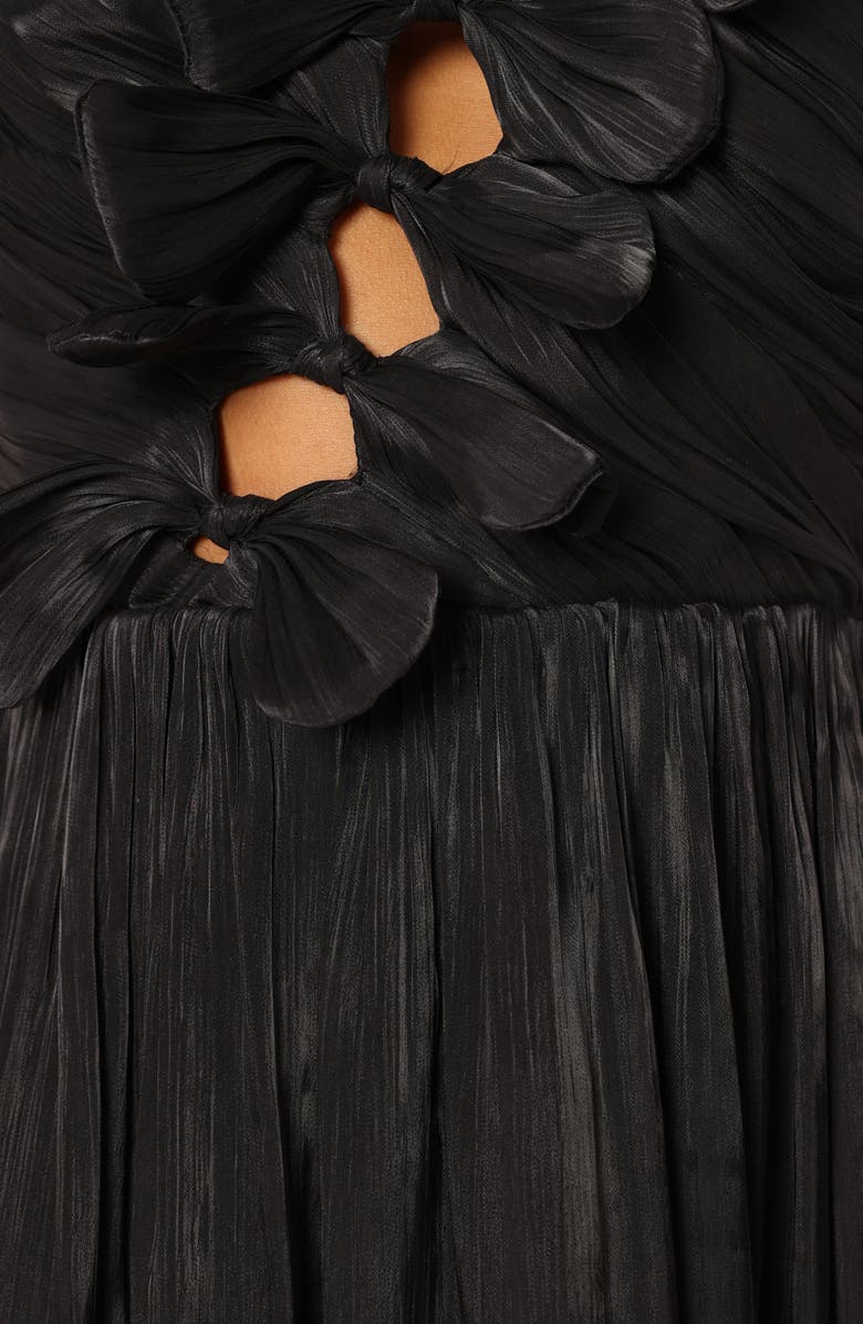 Petal & Pup Mila Strapless Bow Cutout Midi Dress, Alternate, color, Black