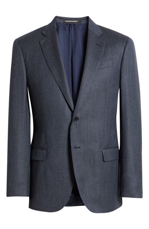 G-Line Navy Textured Virgin Wool Sport Coat