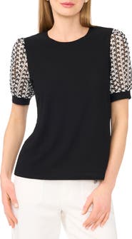 CeCe Open Knit Short Sleeve Top