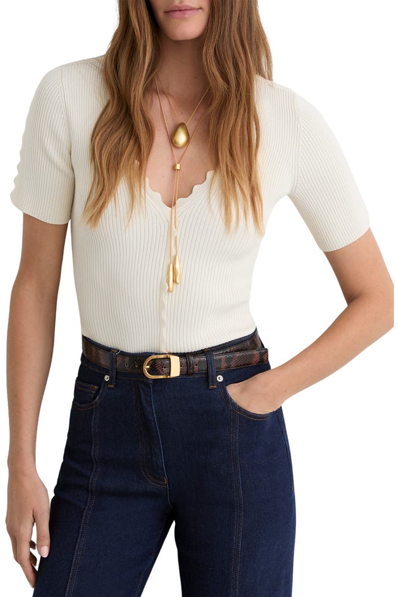 Marcy Scalloped Rib Knit Top, Main, color, IVORY