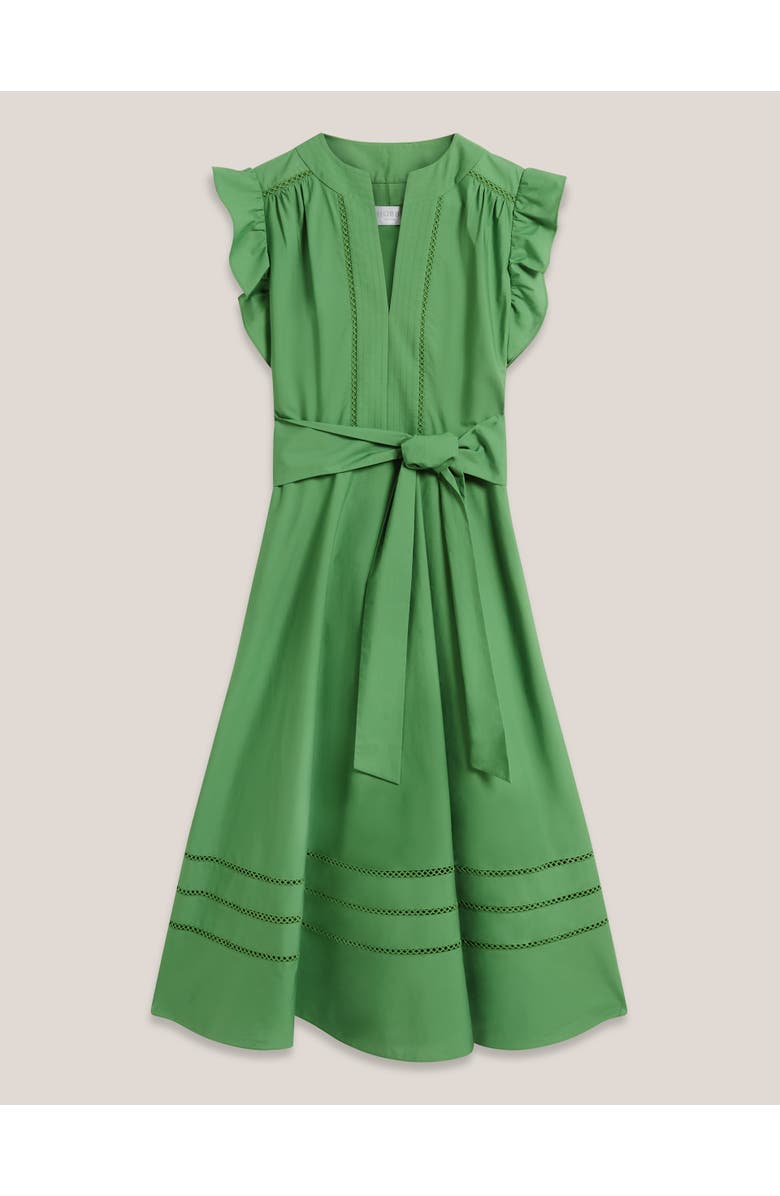 HOBBS LONDON Vanessa Ruffle Sleeve Midi Dress, Alternate, color, Applegreen