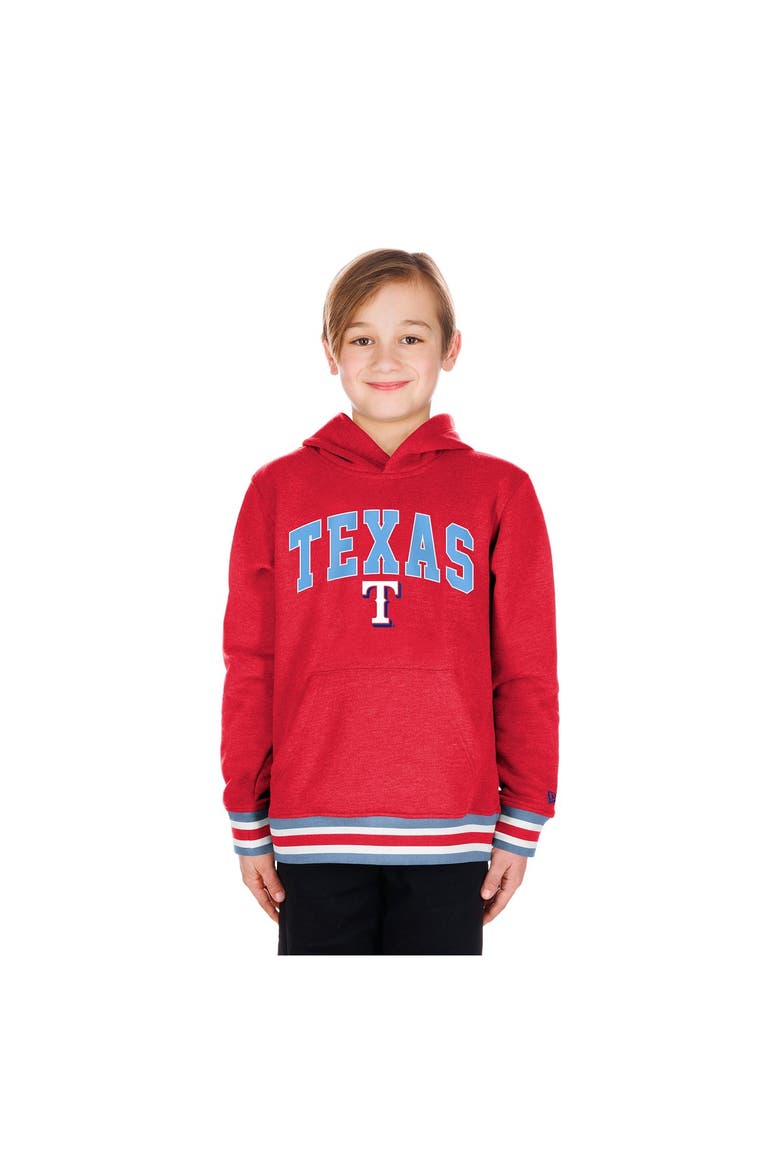 Youth New Era Red Texas Rangers Knit Trim Pullover Hoodie, Main, color, Red