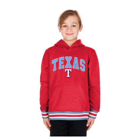 Youth New Era Red Texas Rangers Knit Trim Pullover Hoodie